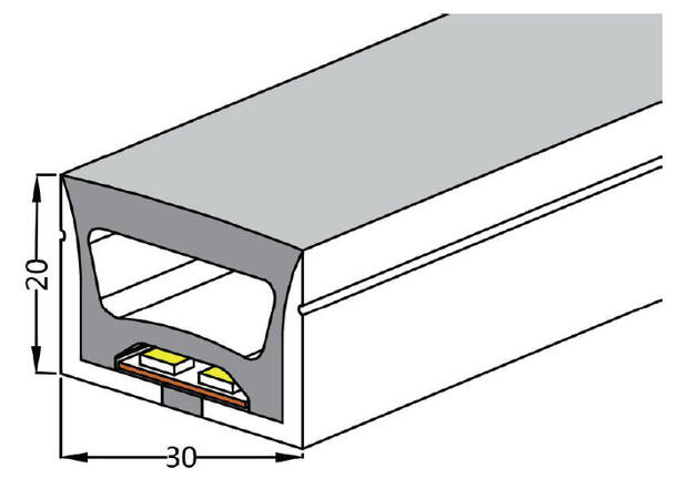 SBL Silikonprofil kit 30 x 20mm 5m, Komplett kit, Uten LED Strip, Hvit