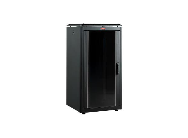 KAGU Gulvskap, 12U 600x600mm (BxH), Glassdør, Sort