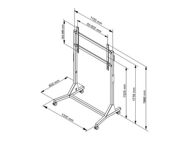 MULTIBRACKETS Gulvtralle basic, VESA 130kg, 900 x 600m,55 - 110", Sort