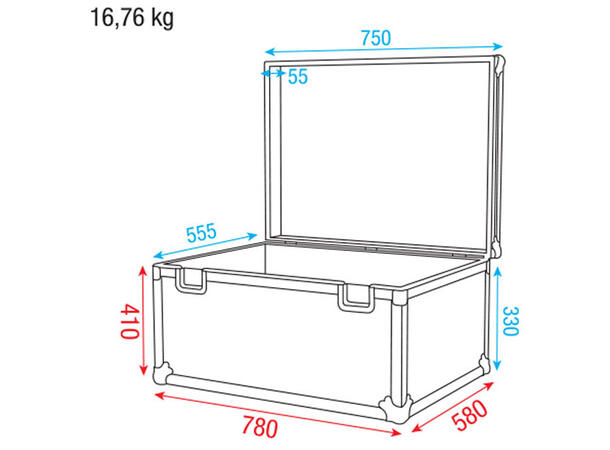DAP D7423B multipurpose flightcase 780x580x410mm