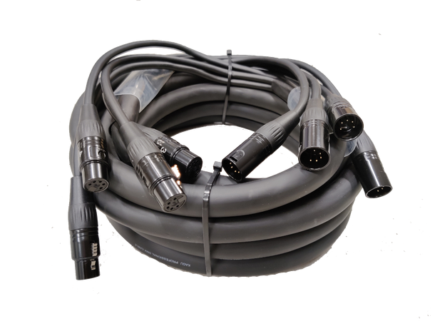 KAGU Multikabel DMX 4 x 4 x 0,22mm², 6m Seetronic 5pin XLR Han - Hun, Sort