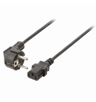 KAGU Schuko-EUR kabel, 2 meter, sort Vinklet Schuko og rett EURO, 3x0,75mm2