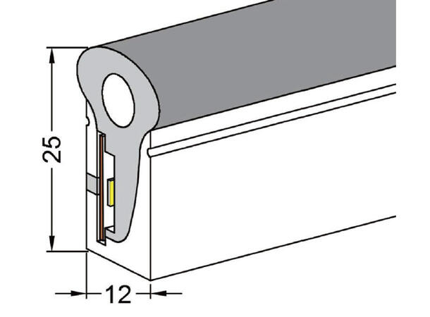SBL Silikonprofil kit 12 x 25mm 5m, Komplett kit, Uten LED Strip, Hvit
