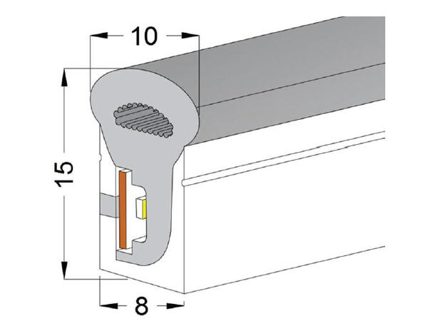 SBL Silikonprofil kit 8 x 15mm 5m, Komplett kit, Uten LED Strip, Hvit