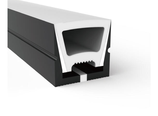 SBL Silikonprofil kit 16 x 16mm 5m, Komplett kit, Uten LED Strip, Sort