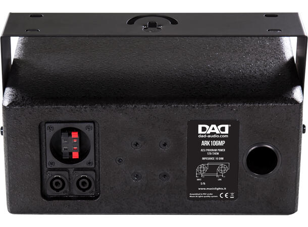DAD ARK106MP 2-veis høyttaler, 6" Sort. 120W/16ohm. Maks SPL 116dB