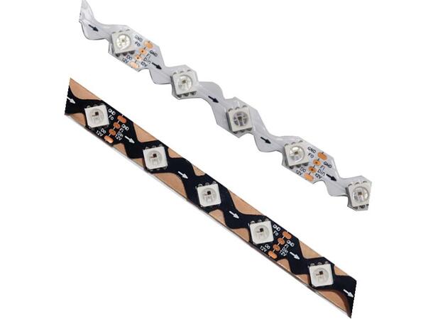 SBL 12V RGB LED pixelStrip 9W/m,Bendable 5m, 8mm, CV,  60 LED/m, Hvit PCB