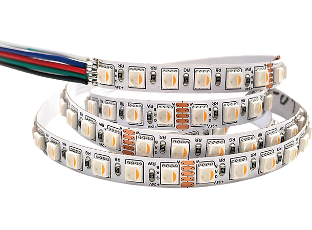 SBL 24V RGB+WW LED Strip, 30,6W/m 5m, 12mm, 96 LED/m, CV, 2700K, Hvit PCB