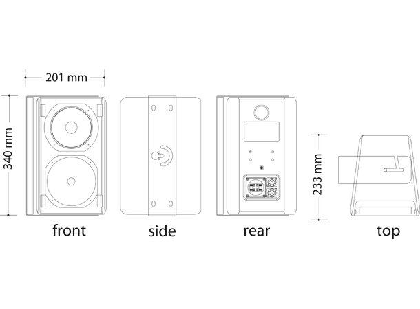 DAD ARK106MP 2-veis høyttaler, 6" Hvit. 120W/16ohm. Maks SPL 116dB