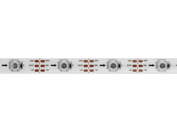 ENTTEC 8PL30-F Pixel tape RGB Hvit PCB. 30 LEDs/m, 5V. 5 meter