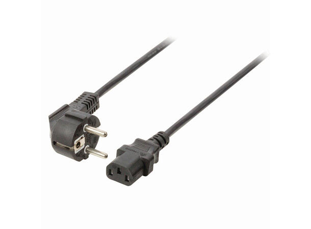 KAGU Schuko-EUR kabel, 5 meter, sort Vinklet Schuko og rett EURO, 3x1mm2