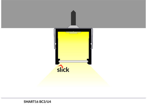 TOPMET Aluprofil SMART16_C3 18,8x18,6mm 2m, Sort, Opal click diffusor