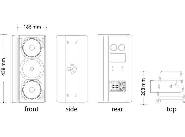 DAD ARK205MP 2-veis høyttaler, 2x5" Sort. 240W/16ohm. Maks SPL 119dB