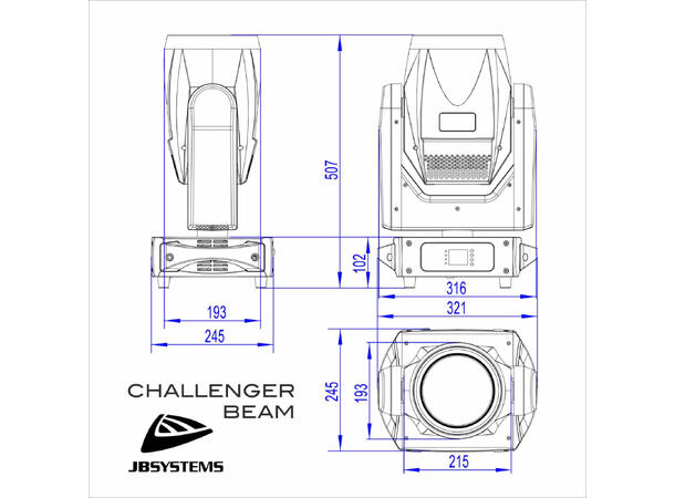 JB SYSTEMS Challenger Beam Moving head 200W CW LED, 2.8°, 36 x RGB LED pixel