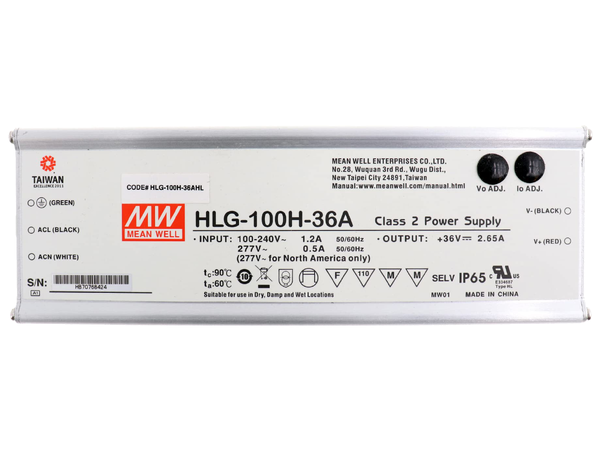MEANWELL Strømforsyning 36VDC 100W 2.65A, For LED Strip etc., IP65