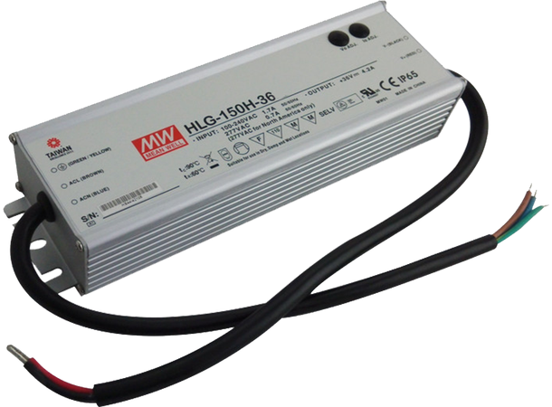 MEANWELL Strømforsyning 36VDC 150W 4.2A, For LED Strip etc., IP67