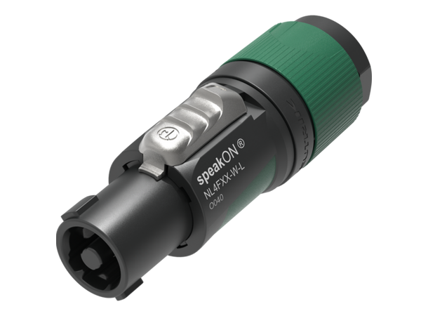 NEUTRIK NL4FXX-W-L SpeakON for kabel 4-pol. 10 - 16mm, sort/grønn.