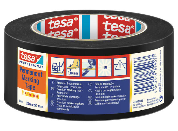 TESA 4169  Dansematte/gulvmarkeringstape 50mm x 33m, sort