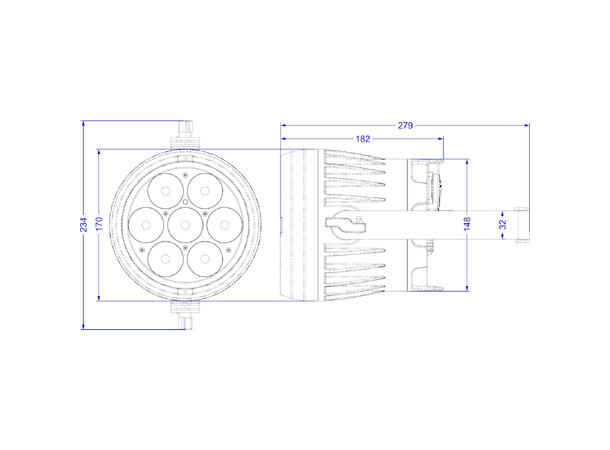 BRITEQ BTI-AKKUBEAMER LED-Par 7 x 10W RGBL LED, Batteridrift, IP65