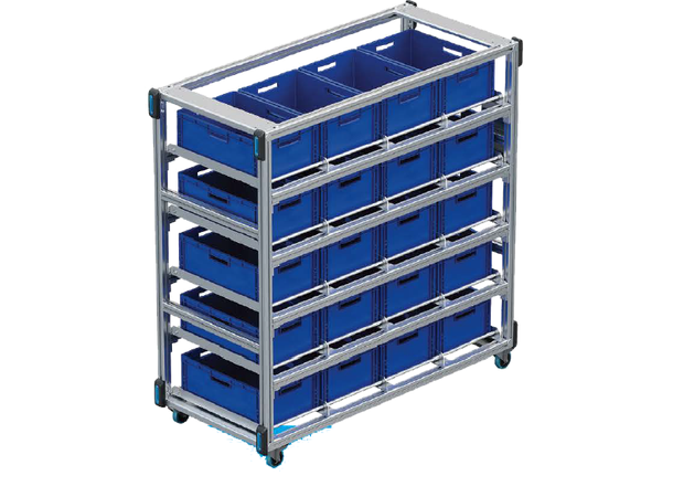 PROLYTE Flex Cart Base + Shelves Boxes, 100mm Wheels