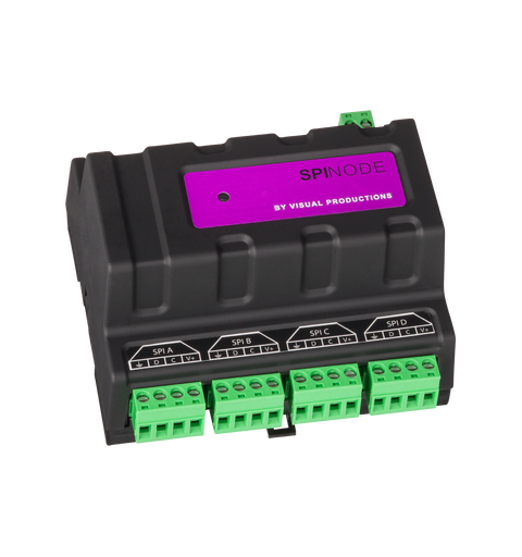 VISUAL PRODUCTIONS SpiNode DIN Rail,4 Port SPI Ethernet node