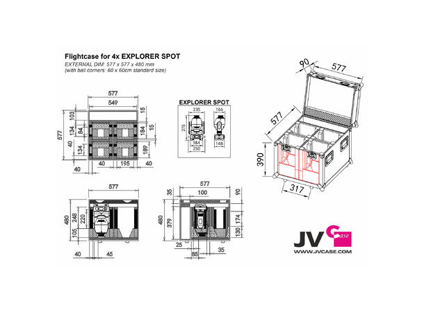 JB SYSTEMS Case Explorer Flightcase til 4 x Explorer spot