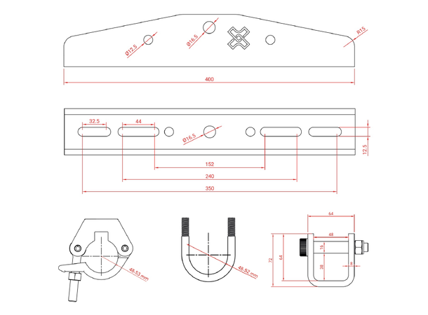 PSRIG Truss holder Brakett ELL 1000kg, U-clamps included