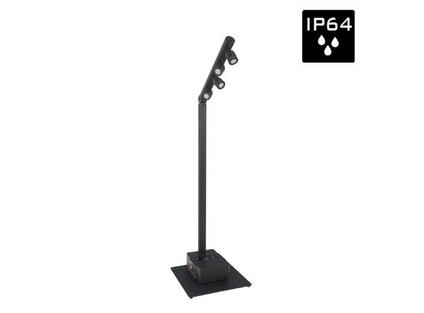 BRITEQ BTI-AKKUPOLE Utebelysning, IP64 4 x 5W WW LED, 3200K, Batteridrift, Sort