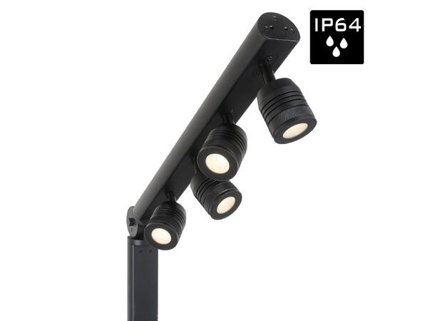 BRITEQ BTI-AKKUPOLE Utebelysning, IP64 4 x 5W WW LED, 3200K, Batteridrift, Sort