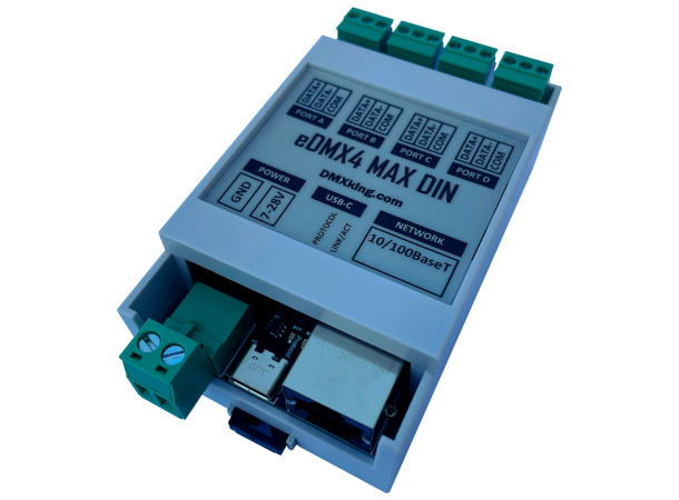 DMX KING eDMX4 MAX DMX Node DIN, RJ45, 4 x DMX 512 in/out, RDM