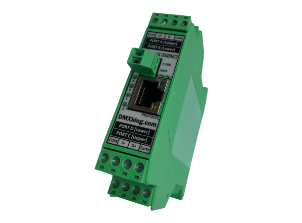 DMX KING eDMX4 MAX ISODIN DMX Node DIN , RJ45, 4 x DMX 512 in/out, RDM