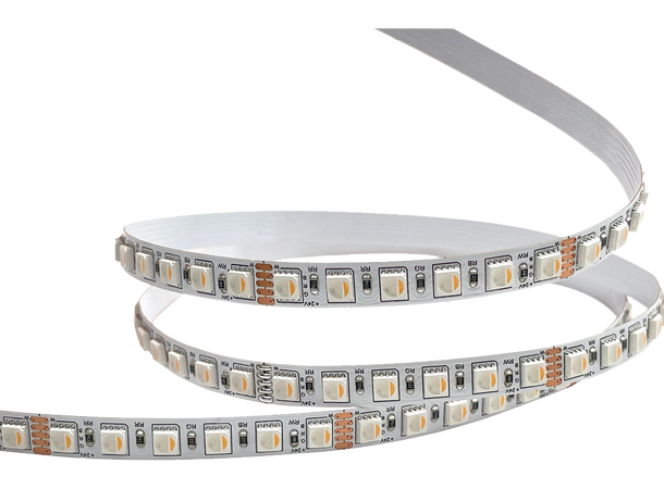 SBL 24V RGB+5500K LED Strip, 30,6W/m 5m, 12mm, 96 LED/m, CV, 5500K, Hvit PCB 