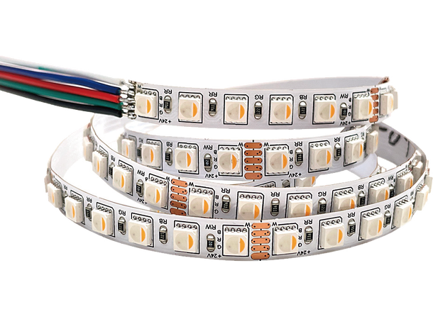 SBL 24V RGB+5500K LED Strip, 30,6W/m 5m, 12mm, 96 LED/m, CV, 5500K, Hvit PCB 