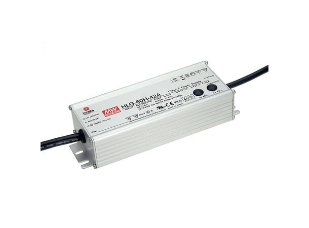 MEANWELL Strømforsyning CV+ CC 60W, IP67 44 - 53V CV, 0.78 - 1.3A CC