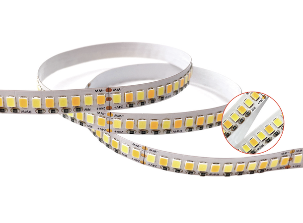 SBL 24V TW LED Strip 2400 - 6000K, 30W/m 5m, 20mm, 240 LED/m, CV, CRI>96,Hvit PCB