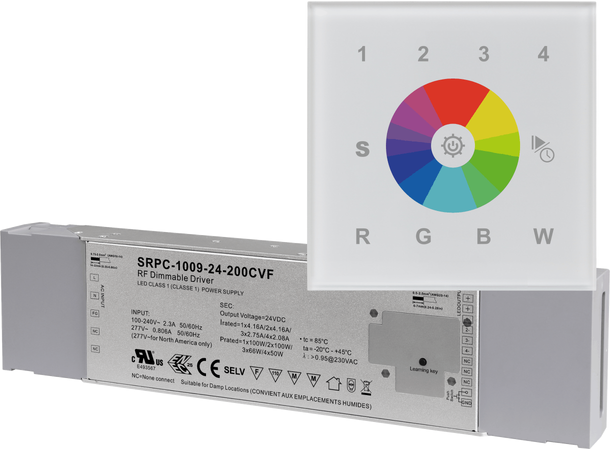 SBL LED Driver med Veggkontroller 24V, 200W CV, 4 kanaler