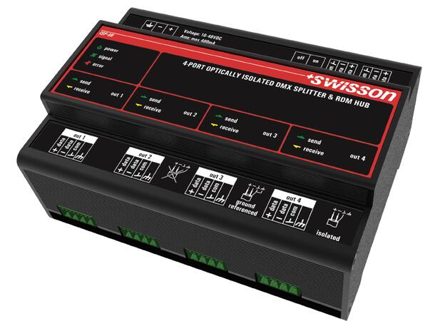 SWISSON ISP-4R-RJ45A DMX Splitter DIN-rail, DMX&RDM, RJ45A