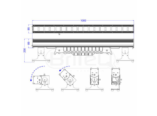 BRITEQ BTI-BEAMBAR18 LED Bar 18 x 25WW, 6°, DMX-ArtNet, IP65