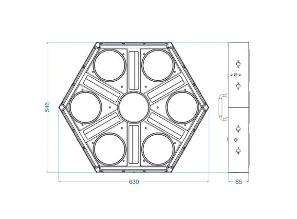 BRITEQ BTX-Skyran Lyseffekt 7x80W WW+A LED, 6x3W Lines, 12xRGB Line