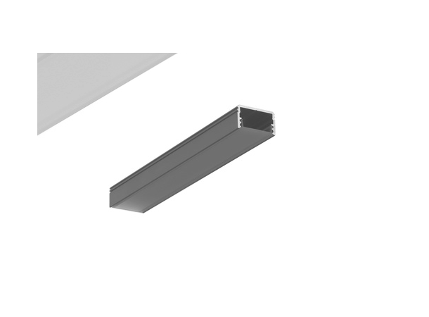 TOPMET Aluprofil UNI14 17.6x10mm Sort 2m, C3 Click Opal diffusor