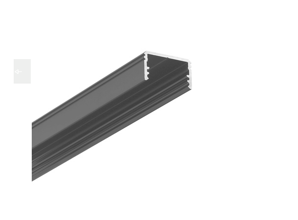 TOPMET Aluprofil UNI14 17.6x10mm Sort 2m, C3 Click Opal diffusor