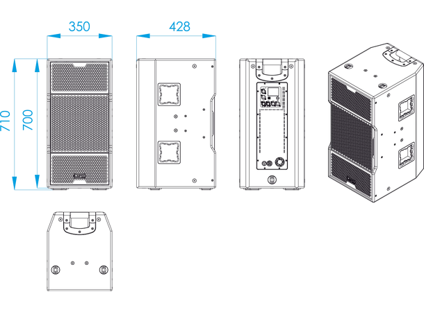 LYNX CPS-210/96P 3-Veis Passiv Høyttaler 2 x 10", 1 x 3", 1 x 2", 90 x 60°