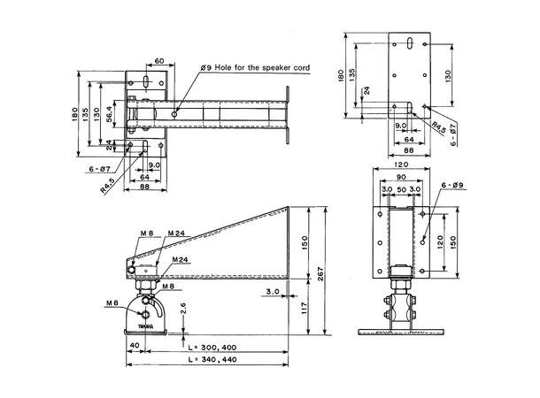 Yamaha BWS251-400 Veggbrakett For bruk alene eller med U-brakett
