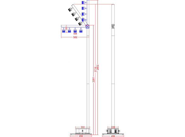 BRITEQ BTI-AKKUPOLE Utebelysning, IP64 4 x 5W WW LED, 3200K, Batteridrift, Hvit