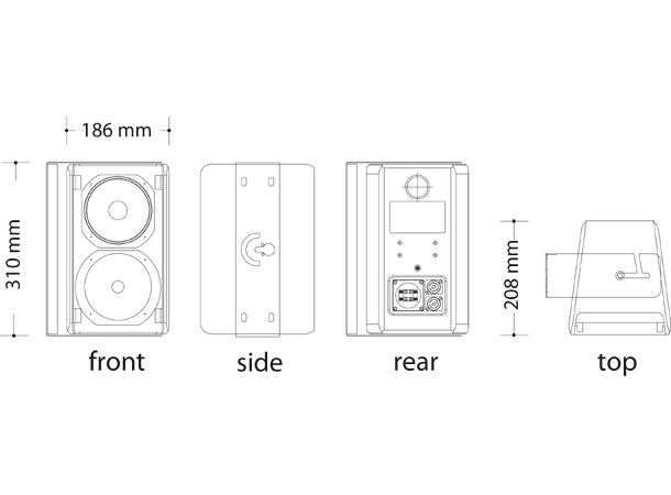 DAD ARK105MP 2-veis høyttaler, 5"+1" Hvit. 120W/16ohm. Maks SPL 114dB