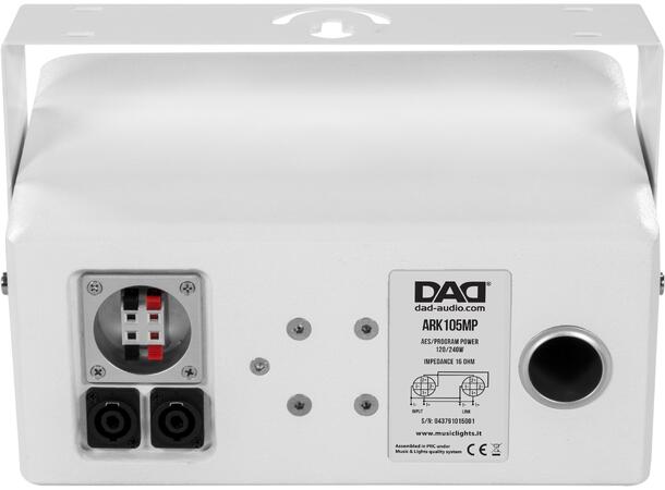 DAD ARK105MP 2-veis høyttaler, 5"+1" Hvit. 120W/16ohm. Maks SPL 114dB