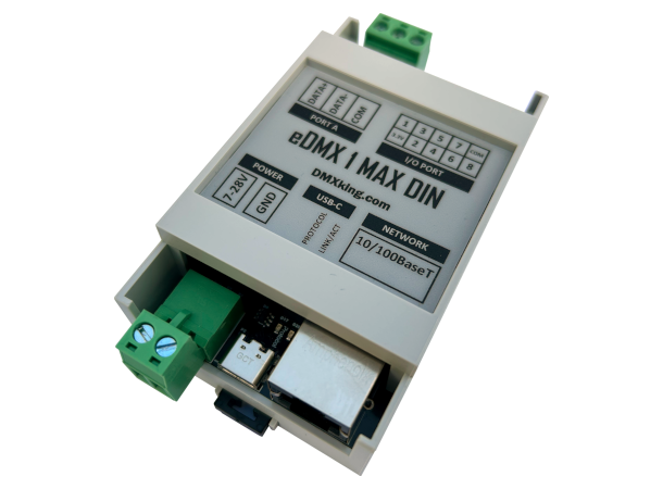 DMX KING eDMX1 MAX DIN DMX Node RJ45, DMX 512 in/out, RDM