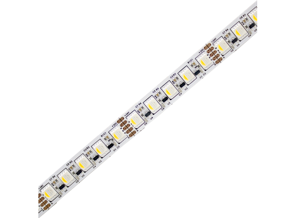 SBL 24V RGB+2700K LED Strip, 14,4W/m 10m, 12mm, 96 LED/m, CV, Hvit PCB 