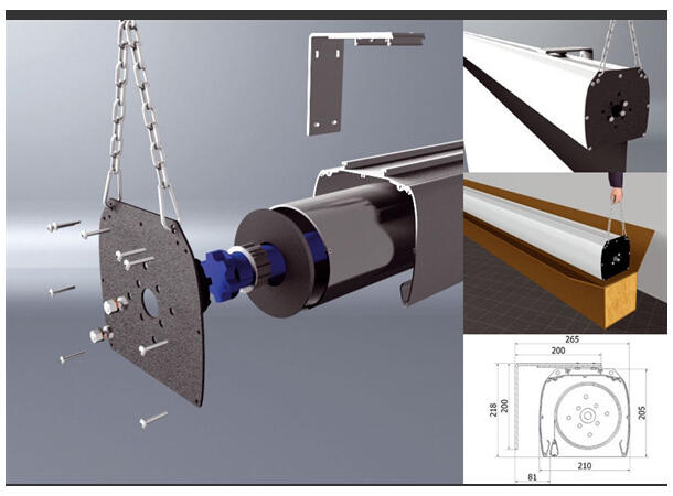 Screenline LODO motor 16:9 690x388cm m/sorte kanter, Sort kasse 