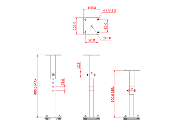 DOUGHTY T85160 Studio Rail 80 ELL 200kg, Extension Bracket 300 - 400mm 